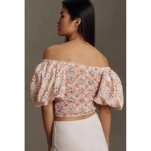 Dolan Off The Shoulder Textured Balloon Sleeve Top Women XL Cottagecore Floral - Picture 2 of 11